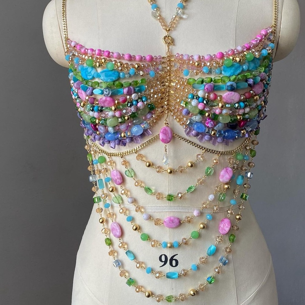 Beaded bra size Small can fit bra sizes 36B - 34C